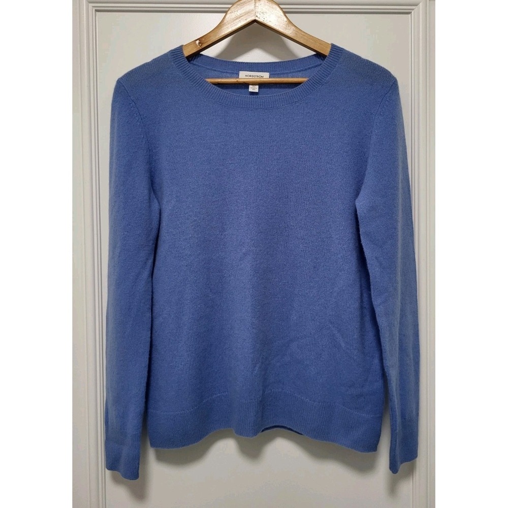 Nordstrom Periwinkle Blue 100% Cashmere Crewneck Sweater Sz S